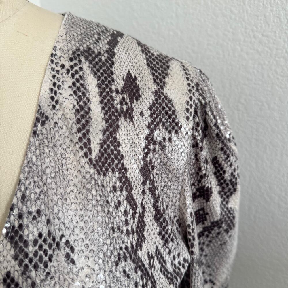 MSGM | NWT Snake Print Long Sleeve Dress w/ Ruffles Size 42 (iItalian)/Medium - Picture 8 of 10